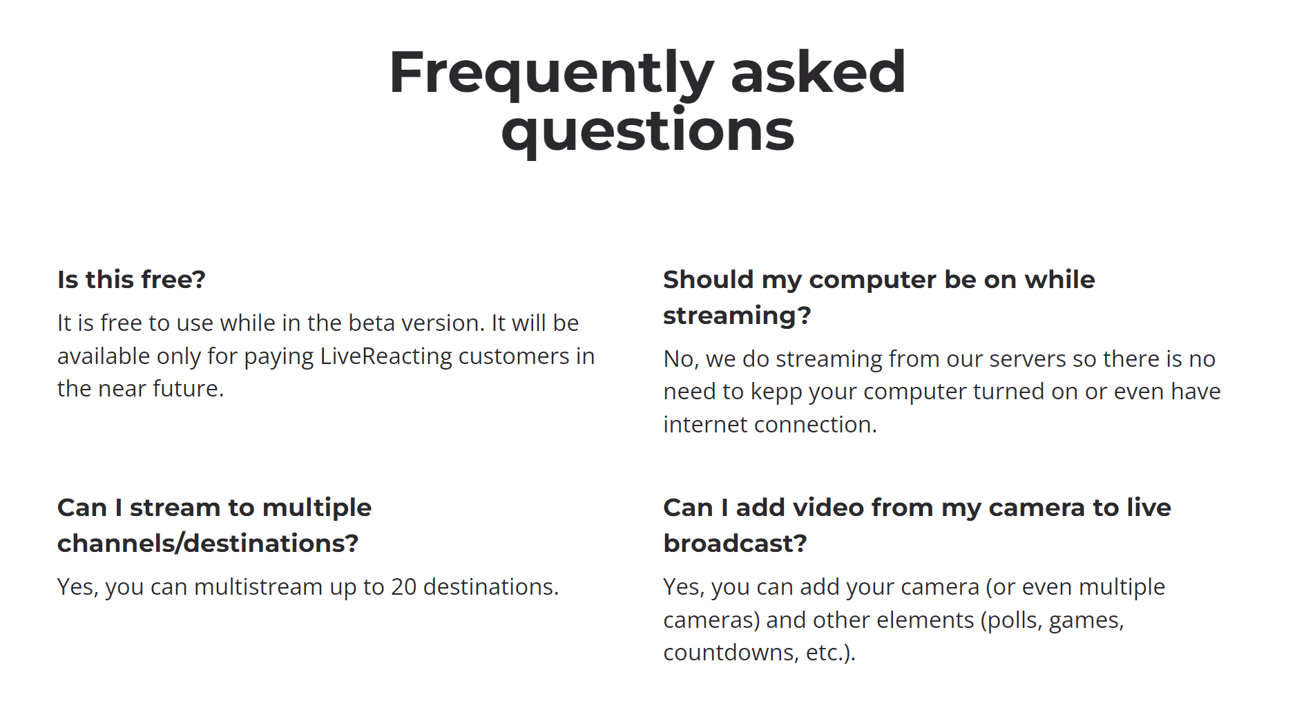 LiveReacting AI FAQ